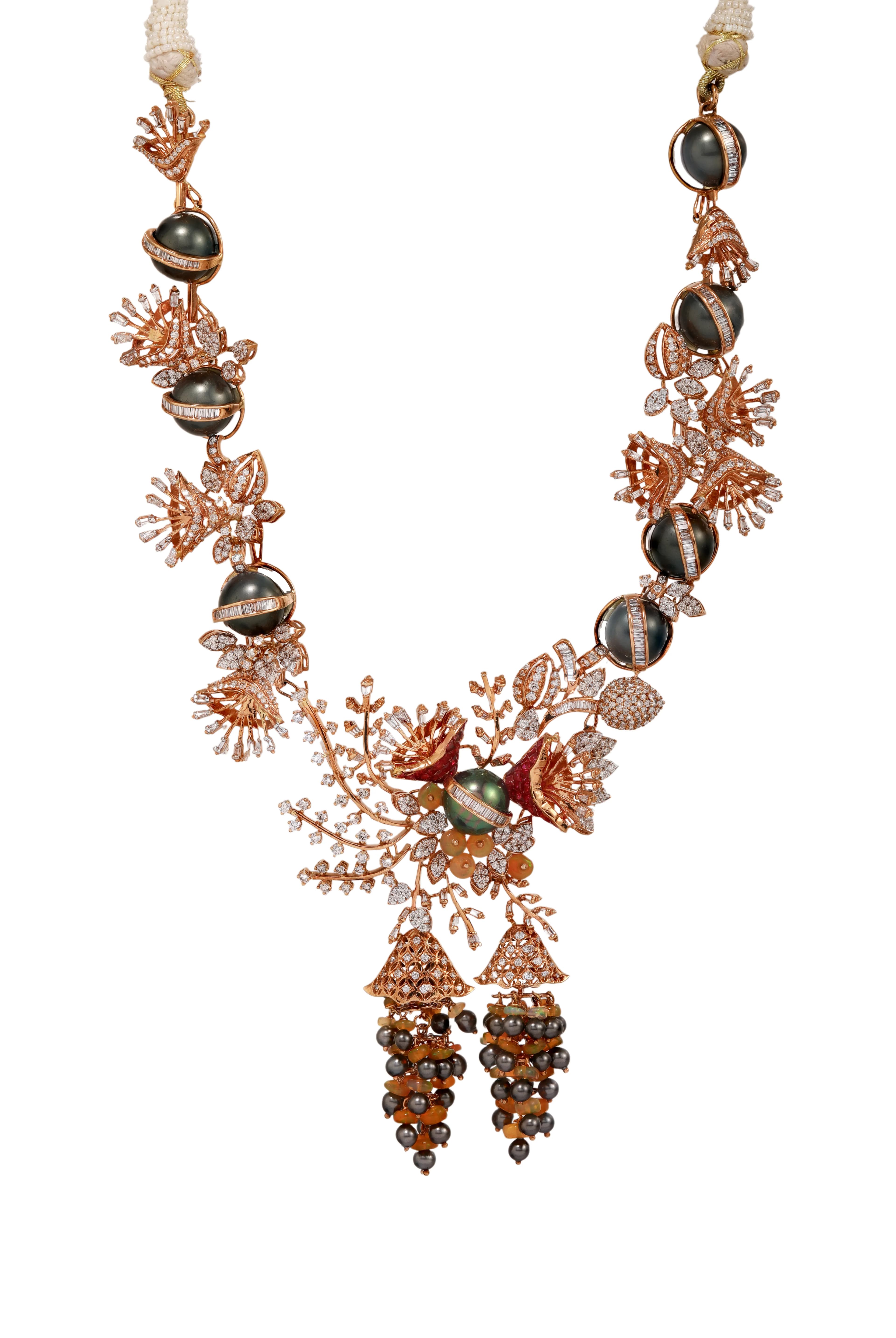 Indo fusion diamond and rose gold diamond necklace