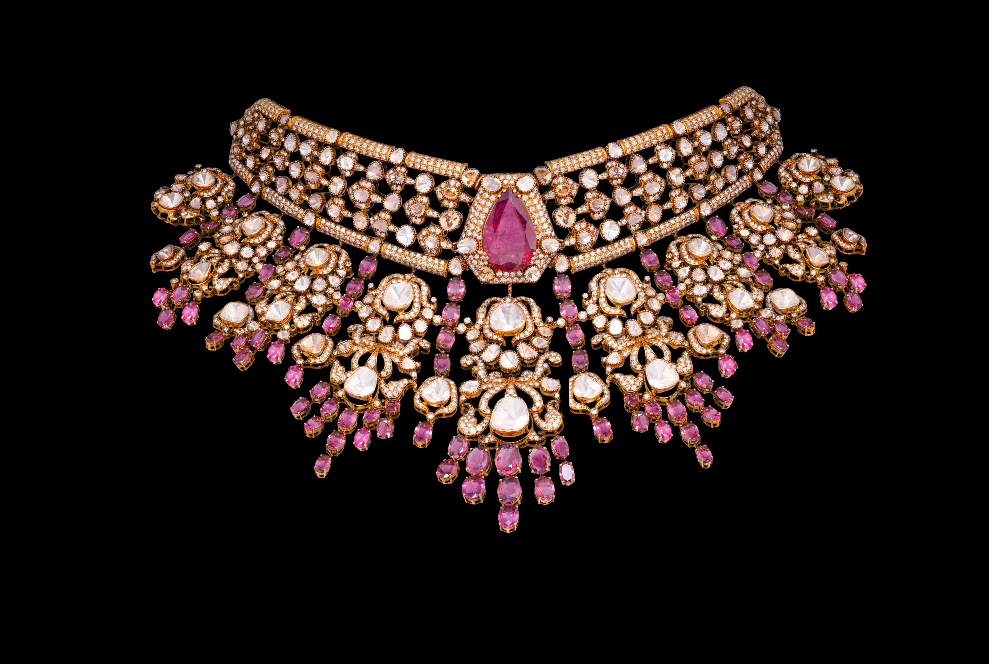 Heavy opened polki choker